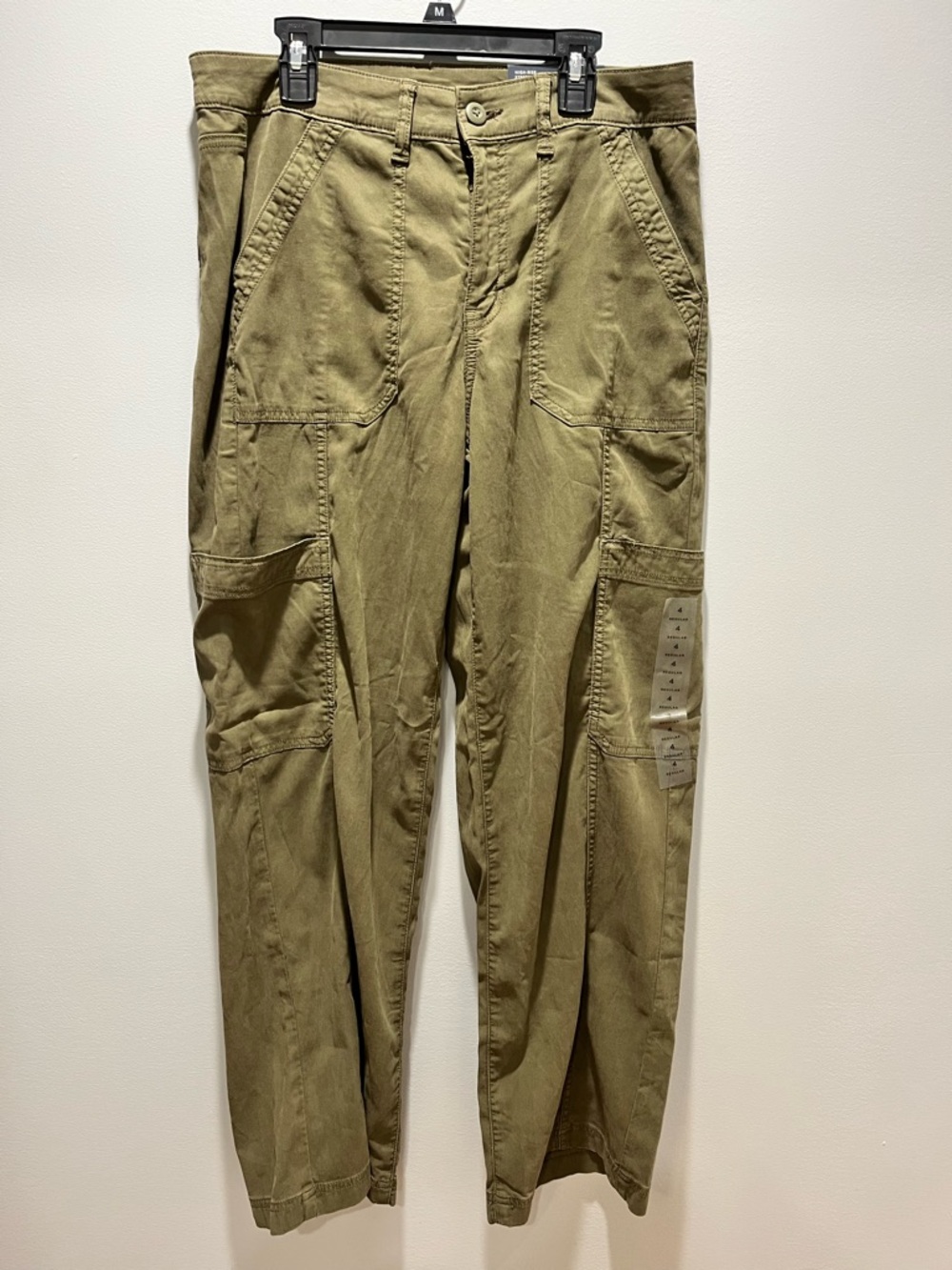 Women American Eagle Stovepipe High-Rise pants Size 4 Regular Olive Green Cargo